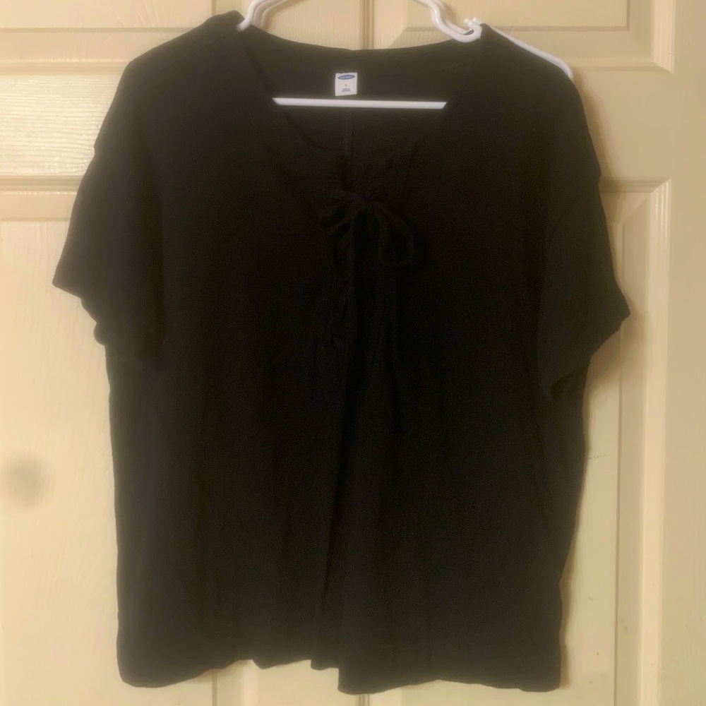 3/$15 Black Tee with laces detail